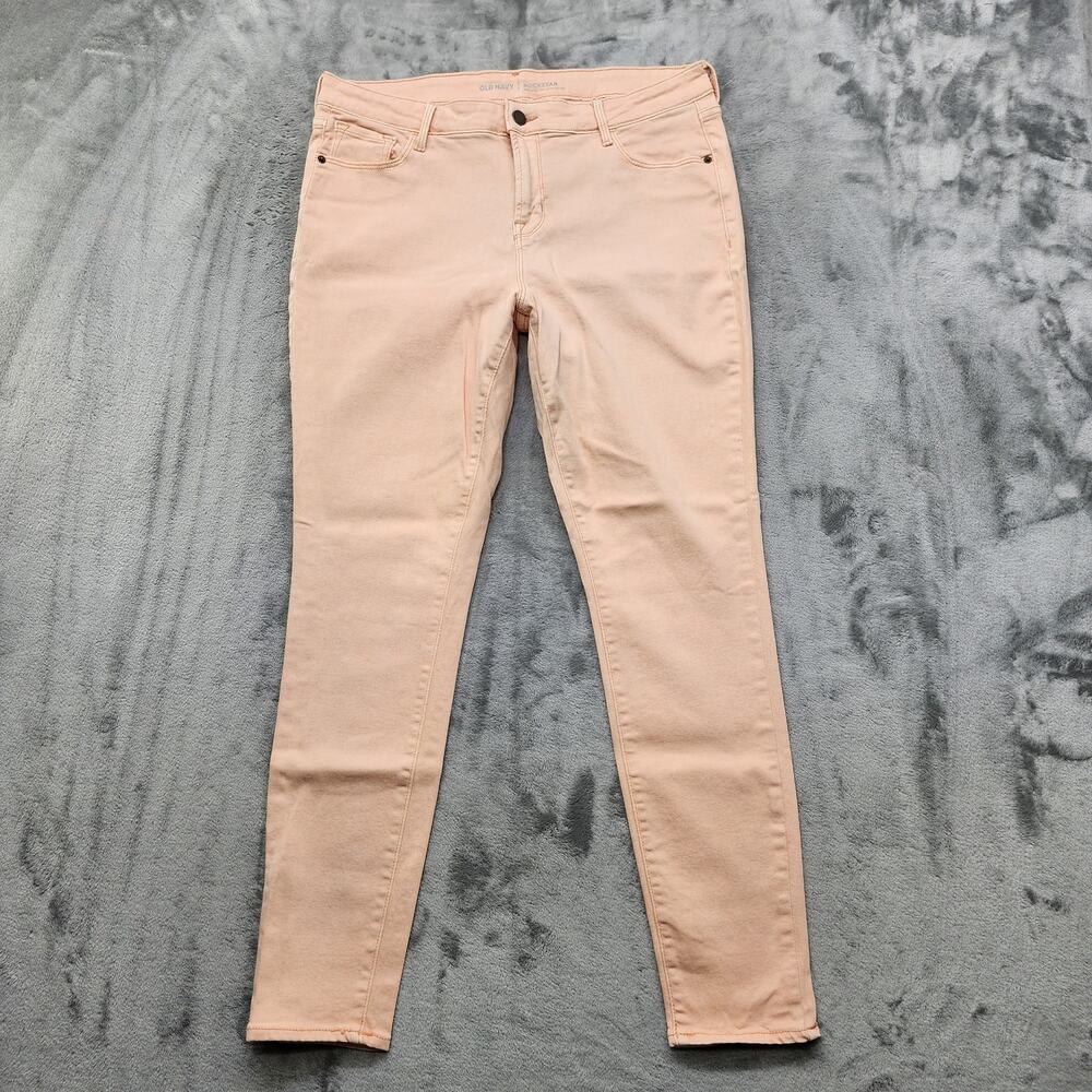 Old Navy Jeans Womens 14 Orange Rockstar Mid Rise Skinny‎ Stretch Denim Casual
